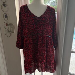 Avenue Red Animal Print Tunic